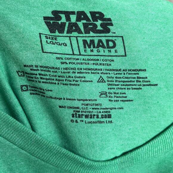 Star Wars Women's Din Grogu Green "I'm All Ears" Tee Shirt Size L. NEW - Picture 4 of 5